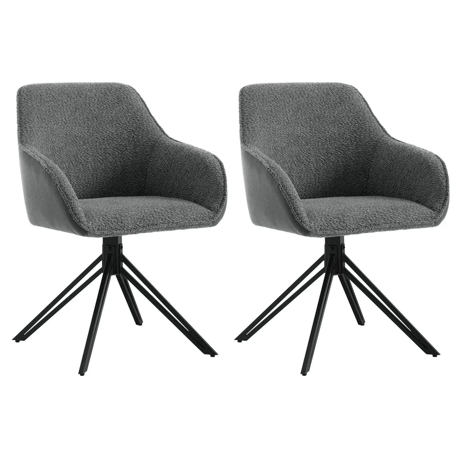 Feronza™ Corduroy Zwenkbare Eetstoelen – Ergonomisch Bekleed met Armleuning, 2 Stuks - Feronza